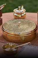 Boîtes à épices en laiton doré, article cadeau, Masala Dabba, 9 compartiments, couvercle martelé, moderne, léger, écologique, qualité alimentaire