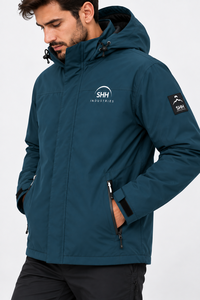 <b>Men</b>’s Teal Waterproof Hooded Shell <b>Jacket</b> <b>Lightweight</b> Windbreaker with Adjustable Cuffs Zip Pockets Custom Outdoor Rainwear - Product Image 6