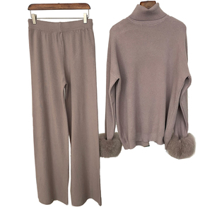 Nouvel ensemble 2 pièces pour femme : pull ample à manches longues en tricot et pantalon épais, tenue tendance - Product Image 5