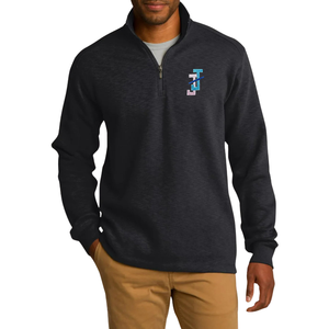 Pull à col zippé en molleton flammé anthracite pour homme, brodé, à manches longues, décontracté, pour l'hiver, vêtement de mode - Product Image 1