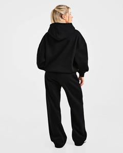 High Demand Custom Logo Black Oversized Hoodie & <b>Jogger</b> 2 Piece <b>Set</b> Women's Tracksuits Cotton Breathable Women's <b>Matching</b> <b>Sets</b> - Product Image 2