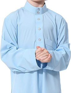 Wholesale OEM Custom Solid Color Buttons Down Kids <b>Thobes</b> Muslim Dress Jubbah Children Boys Kids <b>Thobes</b> Breathable - Product Image 5