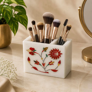 Floral Design Marble Pen Holder Multicolor Desk Organizer Table Office School <b>Living</b> Room Decor Best Price - Product Image 4