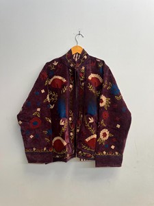 Handmade Luxurious Maroon Velvet <b>Jacket</b> for Women <b>Mandarin</b> <b>Collar</b> Soft Velvet Fabric Comfort Fit <b>Jacket</b> - Product Image 1