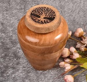 Elegante urna de madera inspirada en la naturaleza, urna artística de madera con diseño de árbol, urna de cremación de madera, urna conmemorativa. - Product Image 4