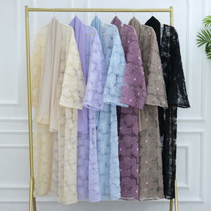 NEW Luxury Dubai Abaya 3D Lace Floral Embroidery <b>Dress</b> Robe Matching Hjiab Pearl Beaded <b>Cardigan</b> Muslim Women Modest <b>Dresses</b> - Product Image 6
