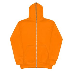 Men's <b>Orange</b> Hooded Pullover Sweatshirt <b>Fleece</b> Oversized Fit Casual Solid Color Pocket Design Knitted Eco-Friendly 100% Cotton - Product Image 1