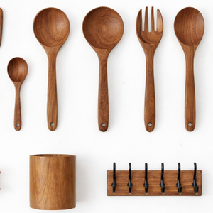 Juego de Utensilios de Cocina de Madera de Teca de Lujo ARTERRA, Espátula y Cuchara de Mango Largo con Soporte de Almacenamiento, Vajilla para Hotel y Restaurante - Product Image 3