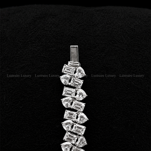 กำไลข้อมือเพชรเพาะเลี้ยงทรงหัวใจและมรกต 19.28 กะรัต ทองคำขาว 14K กำไลเทนนิส เครื่องประดับเจ้าสาว ของขวัญวันครบรอบสำหรับเธอ - Product Image 4