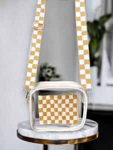 Checkered Beaded Bag <b>Strap</b>: <b>Adjustable</b> Crossbody, Stadium Approved - Product Image 2