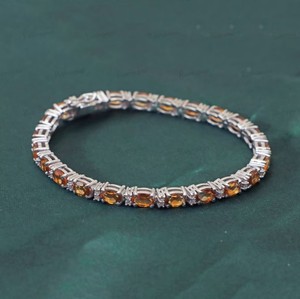 Natural Citrine Stone <b>Charm</b> Bracelet 925 Sterling <b>Silver</b> Handmade Elegant Luxury Jewelry - Product Image 4
