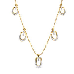 สร้อยคอ Five Charm Shield Diamond Station ดีไซน์ทรงเรขาคณิตแบบลอยตัว - Product Image 1