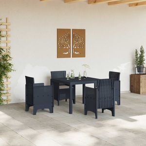 Set da Pranzo da Giardino in Polipropilene Antracite, 5 Pezzi, Resistente alle Intemperie, Design Contemporaneo - Product Image 3