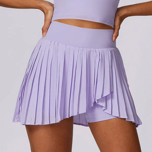 Jupe de tennis plissée courte taille naturelle respirante et anti-plis pour femme avec poches, idéale pour l'entraînement, le golf et le pickleball - Product Image 3
