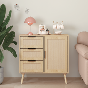 Cómoda Moderna de Madera y Ratán con Espacio de Almacenamiento para Dormitorio, Sala de Estar, Entrada o Pasillo - Product Image 1