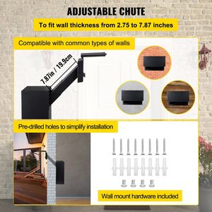 Black Wall Mount Mailbox lettere antipioggia 12.5 "x 6.3" x 16.9 "" Drop Box W/regolabile Chute Code lucchetto per le chiavi dell'home Office in affitto - Product Image 3