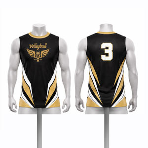 Camiseta de Voleibol Personalizada Azul, Negra y Verde para Hombre, Sin Mangas, Sublimada, Uniforme de Equipo, Transpirable, de Secado Rápido - Product Image 4