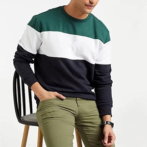 Sweat-shirt à col rond pour homme, coupe ample, épaules tombantes, 100% coton, molleton tricoté respirant, brodé, uni, écologique - Product Image 3