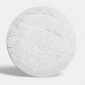 Modern Light Brown Mango <b>Wood</b> Hand Crafted Unique Pedestal Base Round White Marble <b>Top</b> Home Cafe Bar Restaurant Dining <b>Table</b> - Product Image 6