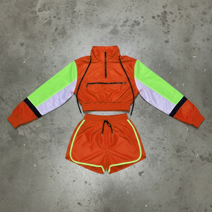 Conjunto Corto de Chaqueta Cortavientos de Encaje de Color Sólido y Corte Regular, Hecho a Medida OEM/ODM para Mujer, Resistente al Viento e Impermeable, Ropa Casual - Product Image 1