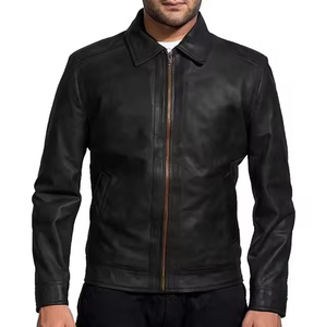 Chaqueta de Cuero para Hombre 2026 de Alta Calidad, Personalizada, Resistente al Agua, de Piel Vacuna, Color Negro, con Cierre de Cremallera, Venta al Por Mayor - Product Image 1