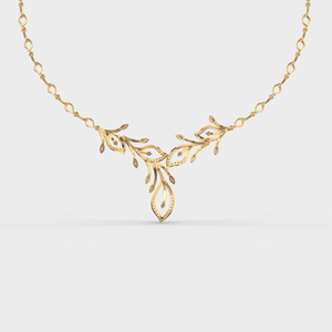 Luxury Gold Leaf <b>Necklace</b> Nature Inspired Moissanite Diamond <b>Necklace</b> Elegant Floral <b>Statement</b> <b>Necklace</b> Wedding Jewelry Gift Wom - Product Image 2
