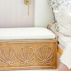 Coffre de rangement pour enfants en rotin fait main de luxe, boîte à jouets en osier naturel, banc de rangement pour chambre d'enfant avec couvercle OEM ODM - Product Image 4