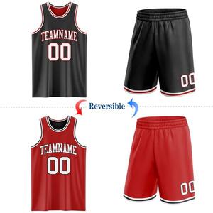 Camiseta de Baloncesto Personalizada Reversible Negra, Blanca y Roja de Doble Cara, Uniforme Deportivo Profesional Sublimado para Equipos - Product Image 5