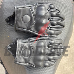 Bloodline Leather Motorcycle <b>Gloves</b> Wrist Length Breathable Unlined Sporty Style Cycling Black - Product Image 6