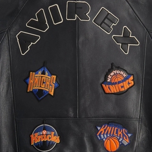 Kith x Avirex New York <b>Leather</b> Bomber <b>Jacket</b> Multi-Patch New York Knicks Wholesale premium genuine top-grain cowhide <b>leather</b> - Product Image 5