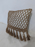 Coussin décoratif pour la maison, style bohème, motif géométrique tricoté à la main, taie d'oreiller carrée pour plus de confort