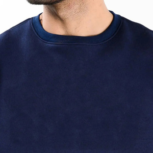 Sudadera con Capucha Lisa para Hombre, 100% Algodón, Cuello Redondo, Sudadera Informal Holgada de Forro Polar para Invierno, Color Azul Marino Básico - Product Image 5