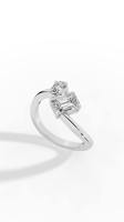 Exquisito Anillo Curvo Toi Et Moi con Esmeralda y Diamantes Cultivados en Laboratorio con Corte Pera |   Plata de Ley 925 con Certificación IGI, Moderna y de Lujo