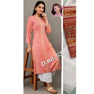 DESIGNER RAYON IMPRIMÉ TRAVAIL KURTI AVEC PALAZZO GAJARI - Product Image 1