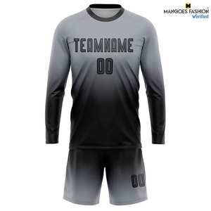 Uniforme de Fútbol Personalizado Premium en Gris y Negro, Sublimado, Manga Larga, Corte Atlético y Costuras Exquisitas - Product Image 3