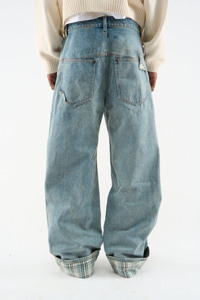 Jean cargo streetwear ample à jambe large pour homme, taille mi-haute, denim en coton délavé moyen, collection printemps, vente en gros directe usine - Product Image 2