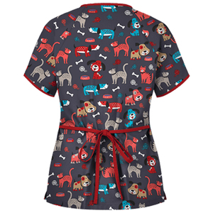 Ensemble de blouses d'infirmière anti-rides en tissu doux pour femmes, manches courtes, uniforme d'hôpital style jogger avec logo personnalisé - Product Image 2