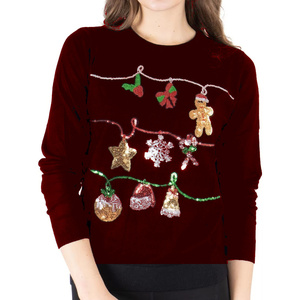 Women Christmas <b>Sweatshirt</b> Long Sleeve Holiday Pullover Festive Graphic Crewneck Winter Apparel Party Wear Casual Top - Product Image 1