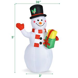 5 Foot Tall Snowman Inflatable Christmas Decoration with Colorful LED Lights Outdoor Holiday Yard Decorations - Product Image 3