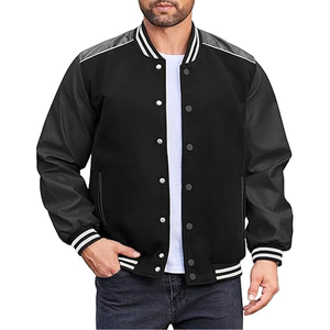 Chaqueta de Béisbol Varsity Unisex de Talla Grande con Logotipo Bordado en la Parte Delantera, Estilo Urbano, de Lana, Cierre de Botón, Resistente al Viento, para Invierno - Product Image 3