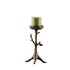 Porte-bougie au design élégant et raffiné, de haute qualité, finition brune, en aluminium coulé, personnalisé, fait main, décoration d'intérieur - Product Image 1
