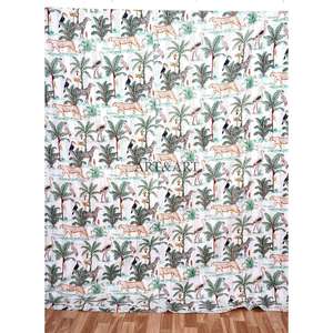 Couvre-lit indien fait main Kantha, 100% coton, imprimé à la main, motif animalier, poids du tissu 220g, origine Rajasthan - Product Image 1