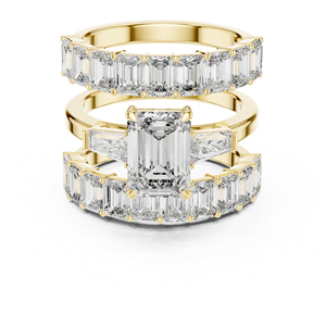 แหวนหมั้นทองคำโรสโกลด์ 14K ประดับมรกตและเพชรทรงบาแก็ตต์เพาะเลี้ยงสำหรับผู้หญิง |   เพชรที่เพิ่งเพาะเลี้ยง - Product Image 6