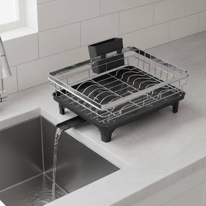 Égouttoir à vaisselle multifonctionnel en acier inoxydable avec plateau de drainage, passoire réglable pour évier, pour comptoir de cuisine - Product Image 2