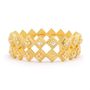 Gold Plated <b>Copper</b> Pearl <b>Bangles</b>-Ethnic Geometric Pyramid Design for Engagement - Product Image 1