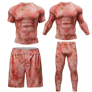 Conjunto de Rashguard de MMA de Calidad Duradera, Manga Corta con Pantalones Cortos, Manga Larga con Leggings, Ropa de Entrenamiento Transpirable y de Compresión - Product Image 1