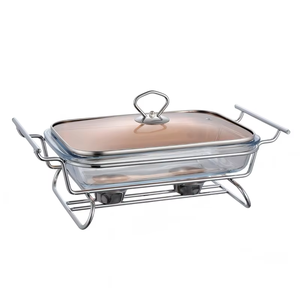 Plat de service moderne en métal bicolore avec couvercle, chauffe-plat de buffet exceptionnel pour mariages et réceptions - Product Image 6