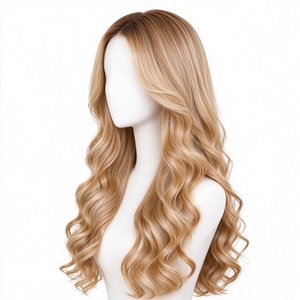 Perruque 100% cheveux humains, longue, blonde dorée, bouclée en queue de poisson, pour femmes, aspect naturel - Product Image 2