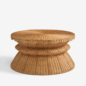 Natural Rattan <b>Low</b> Accent Table Artisanal Wicker Coffee <b>Stool</b> Round Side Table Boho Furniture For Living Room Bedroom Decor - Product Image 1