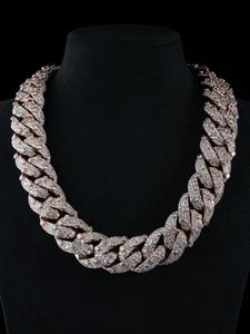 Collar Hip Hop de Plata 925 Bañado en Oro Rosa con Cadena Cubana de Diamantes de 26mm y Engaste de Mosaico, Longitud Personalizada, para Rapper, Venta al por Mayor - Product Image 1